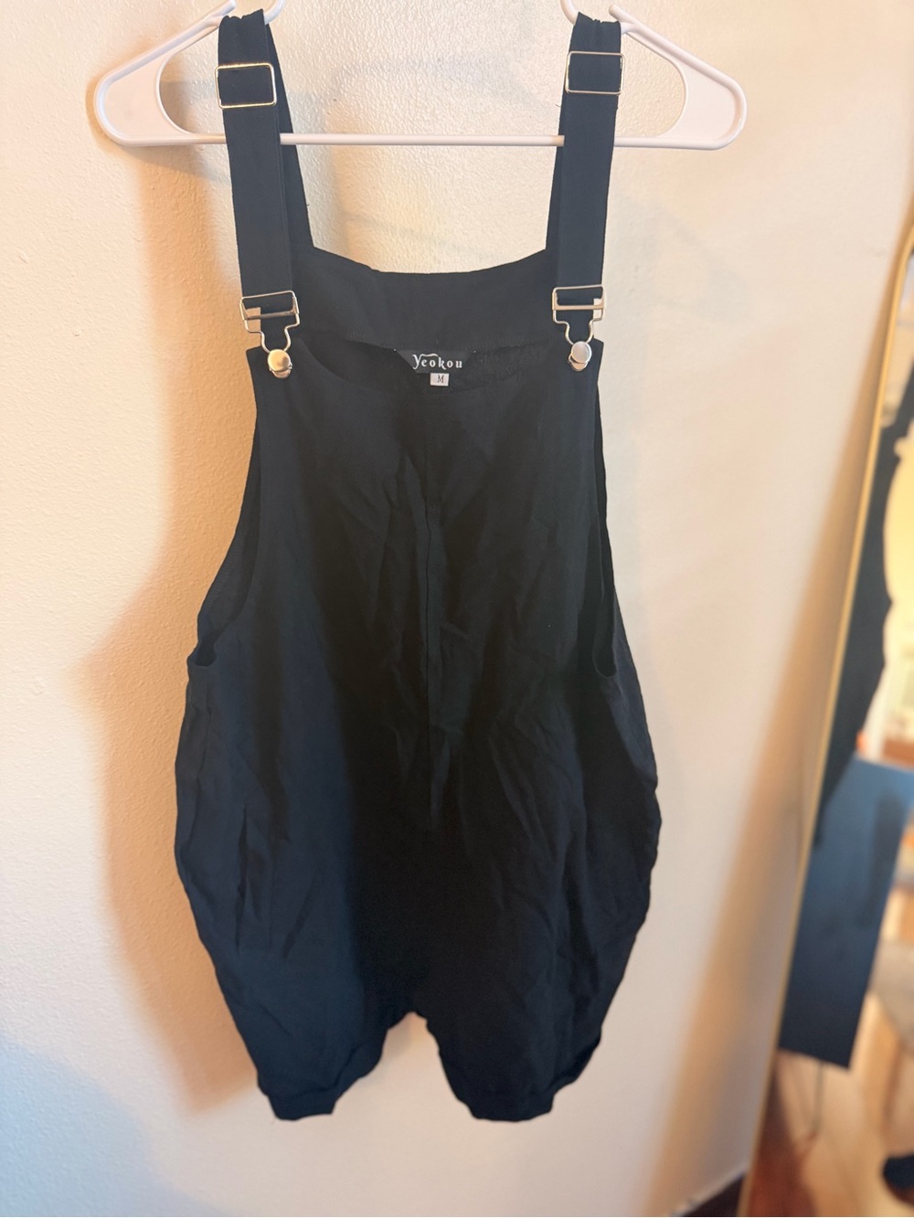 Yeokon Black Relaxed Overalls Romper